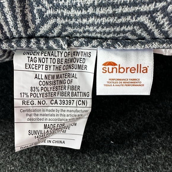 Sunvilla Sunbrella Outdoor Lumbar Pillows Blue Geometric Diamond Set of 2 - Picture 3 of 6